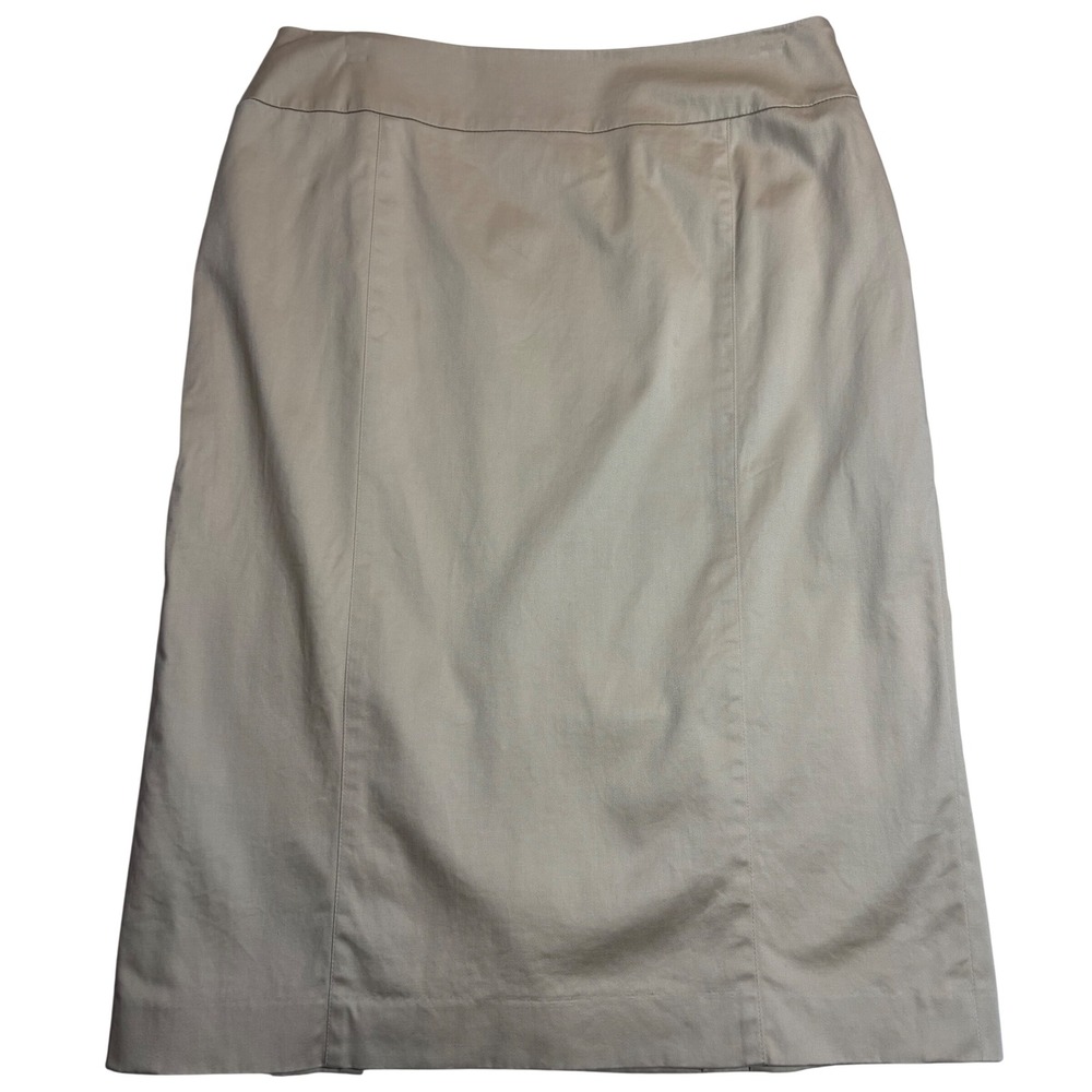 Lafayette 148 New York Skirt Women Tan Excellent Cotton Lycra Pencil 12